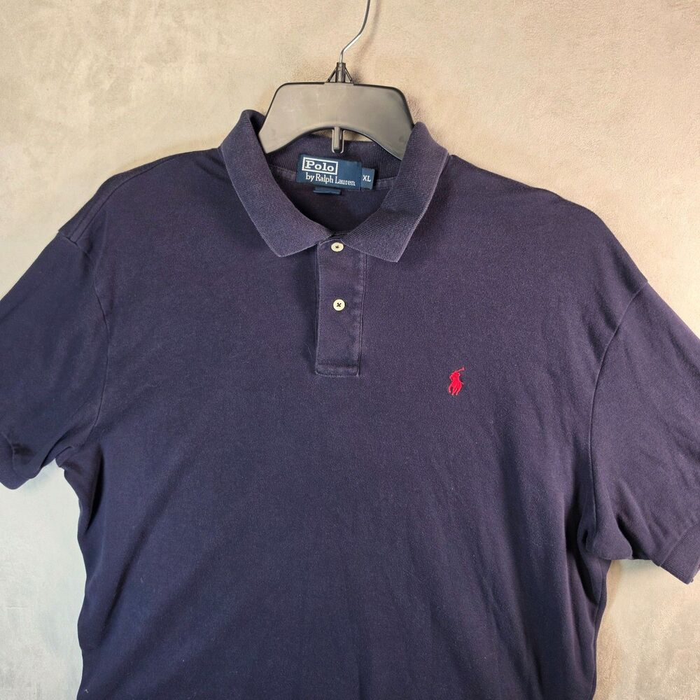 Polo Ralph Lauren Shirt Mens XL Navy Blue Short Sleeve Red Pony Classic Mesh